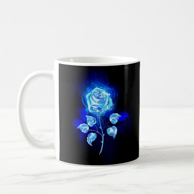 Caneca De Café Gravação de Rosa Azul (Esquerda)