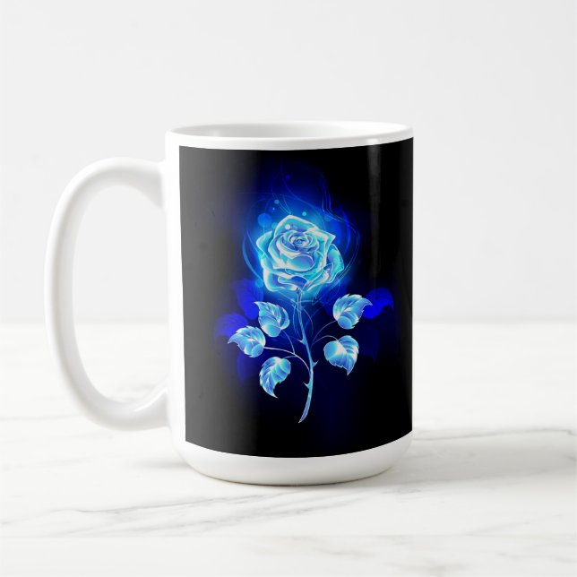 Caneca De Café Gravação de Rosa Azul (Esquerda)