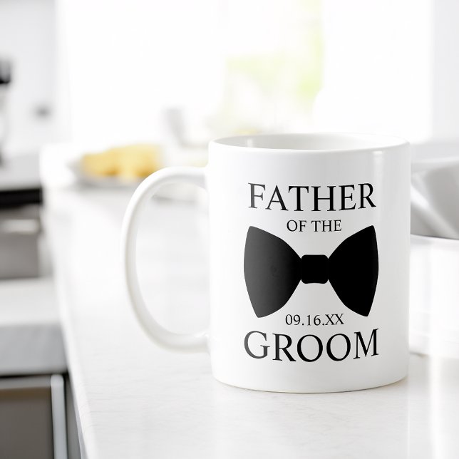 Caneca De Café Gravata Borboleta Moderna do Pai do Noivo (Modern Father of the Groom Bowtie Coffee Mug)