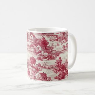 Caneca De Café Gravata de lenço com cena rural em toile vermelha