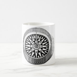Caneca De Café Gravura a água-forte marinha clássica - compasso