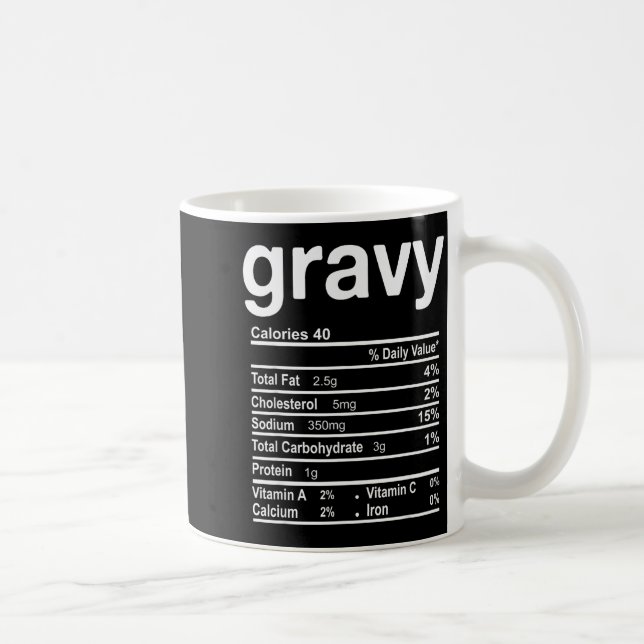 Caneca De Café Gravy Nutrition Facts Funny Thanksgiving Christmas (Direita)