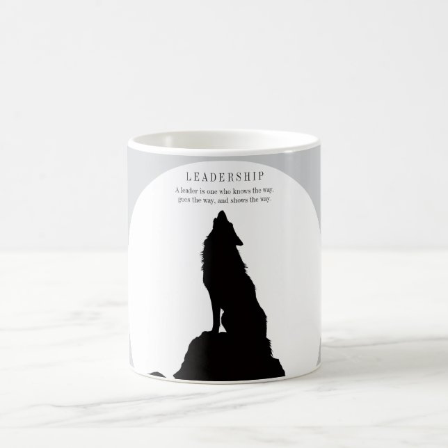 Caneca De Café Gray Black Pop Art Leadership Wolf Howling (Centro)
