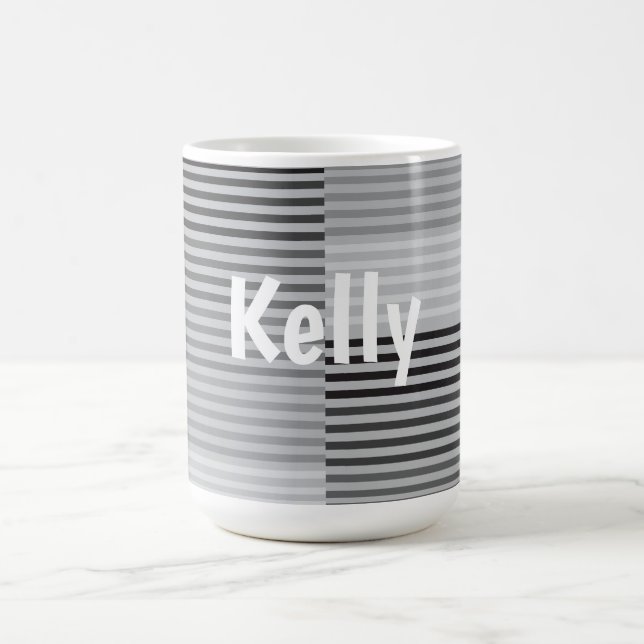 Caneca De Café Gray, Black, White Stripes (Centro)