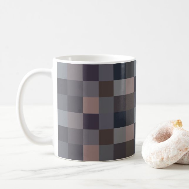 Caneca De Café Gray Color Checkerboard (Com Donut)