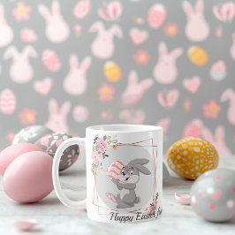 Caneca De Café Gray Easter Bunny Personalized Mug