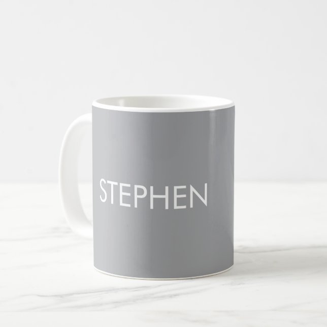 Caneca De Café Gray minimalist custom name  (Frente Esquerda)