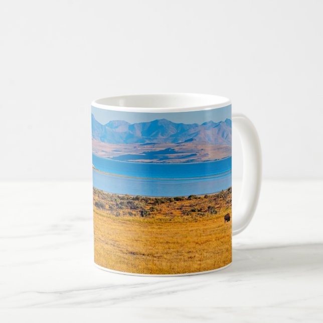 Caneca De Café Grazing Buffalo, Excelente Salt Lake, Utah (Frente Esquerda)