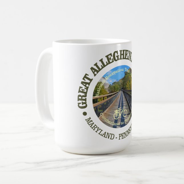 Caneca De Café Great Allegheny Passage (cycling c) (Frente Esquerda)
