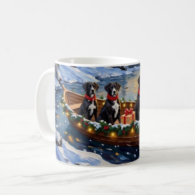 Caneca De Café Great Dane Christmas Boat Holiday (Frente Esquerda)