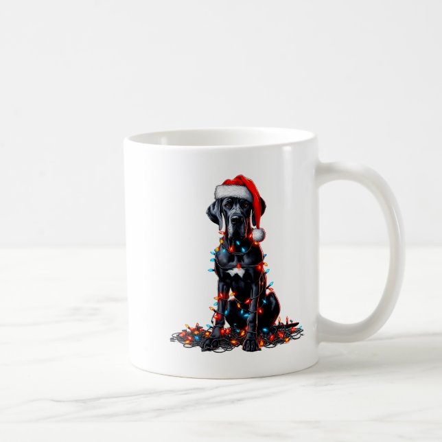 Caneca De Café Great Dane Christmas Lights Dog Lover Xmas Pajama  (Direita)