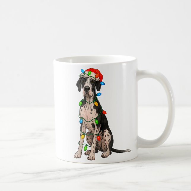 Caneca De Café Great Dane Christmas Lights Dog Lover Xmas Pajama  (Direita)