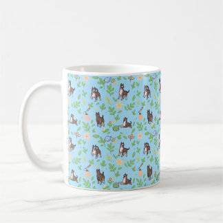 Caneca de Café Great Dane Floral Primavera Kawaii