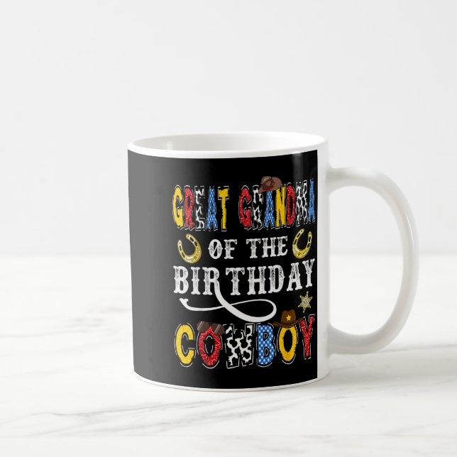 Caneca De Café Great Grandma Of The Birthday Cowboy Western Rodeo (Direita)