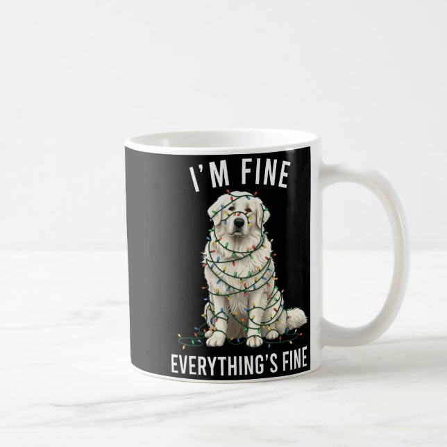 Caneca De Café Great Pyrenees Christmas I'm Fine Everything Is Fi (Direita)