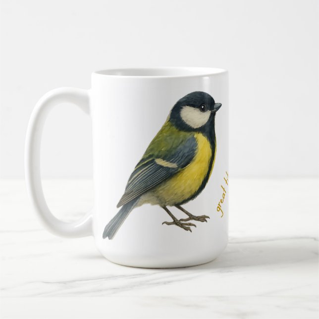 Caneca De Café Great Tit Personalized Bird Mug (Esquerda)