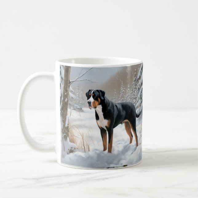 Caneca De Café Greater Swiss Mountain Deixe Nevar Natal (Esquerda)