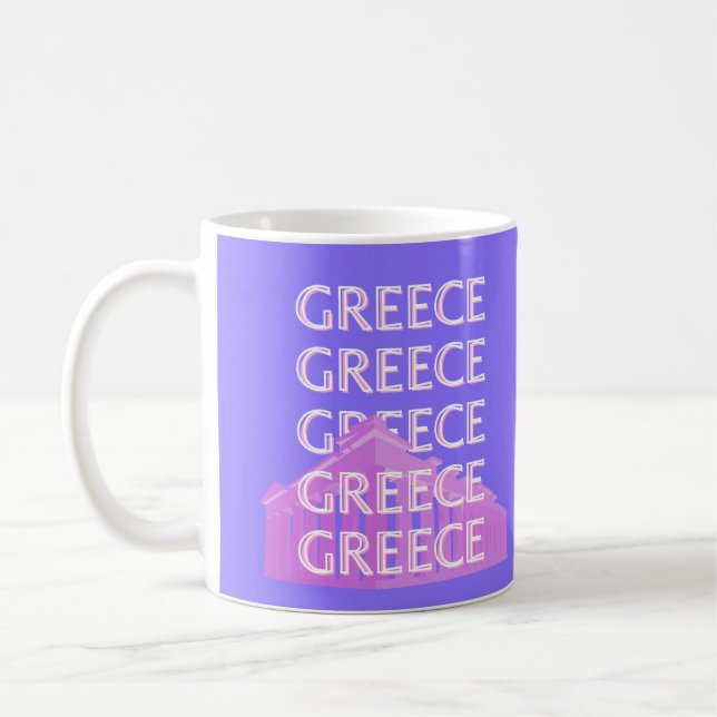 Caneca De Café Grécia, Arte Viagem de Atenas, Arte RetroViagem (Esquerda)