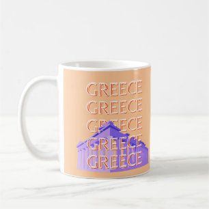 Caneca De Café Grécia, Arte Viagem de Atenas, Laranja