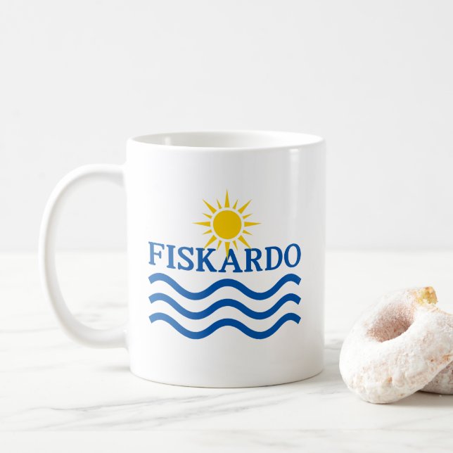 Caneca De Café GRÉCIA FISKARDO Kefalonia, Ondas Sun (Com Donut)