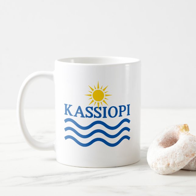 Caneca De Café Grécia KASSIOPI Corfu, Ondas Sun (Com Donut)
