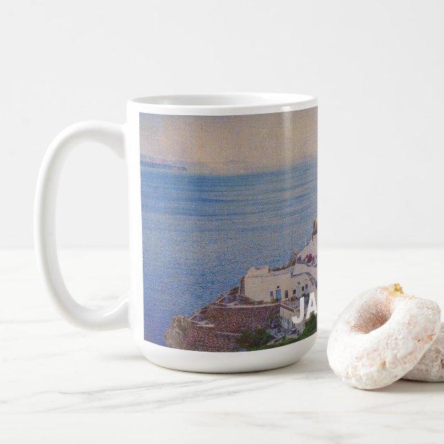 Caneca De Café Grécia personalizada Santorini Mug (Com Donut)