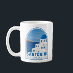 Caneca De Café Grécia Santorini - Vintage<br><div class="desc">Santorini retro viagem design. Santorini é instantaneamente reconhecível por seus prédios lavados em forma de cubo,  enfeitados com sotaques azuis,  penhascos íngremes e pôrs do sol tangerinos que iluminam o céu e o mar.</div>