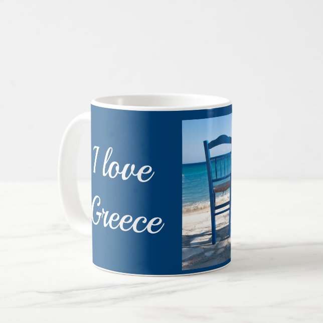 Caneca De Café Grécia taverna azul e branco (Frente Esquerda)