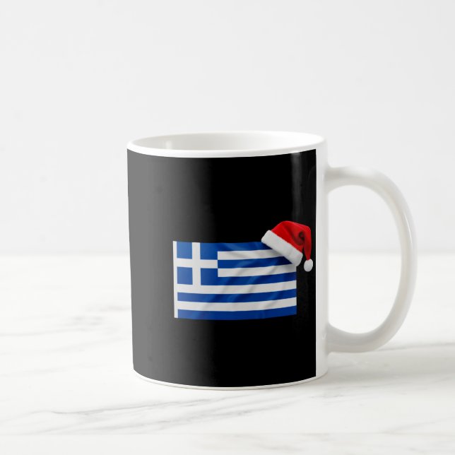 Caneca De Café Greek Flag Santa Hat Funny Greece Christmas Holida (Direita)