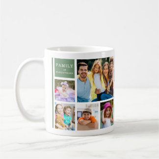 Caneca De Café Green 12 Family Photo Collage Quote Monogrammed  