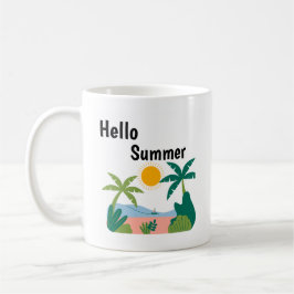 Caneca De Café Green and orange plauful hello summer mug