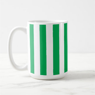 Caneca De Café Green and White Cabana Stripes 