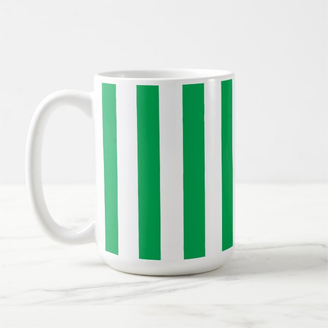 Caneca De Café Green and White Cabana Stripes  (Esquerda)
