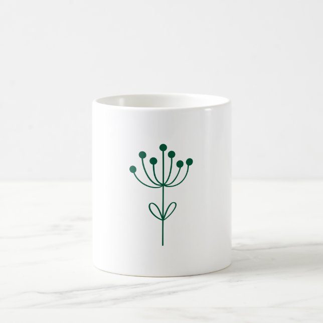 Caneca De Café Green and White Minimalist Botanical (Centro)