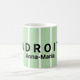 Caneca De Café Green and White Striped Praise Design