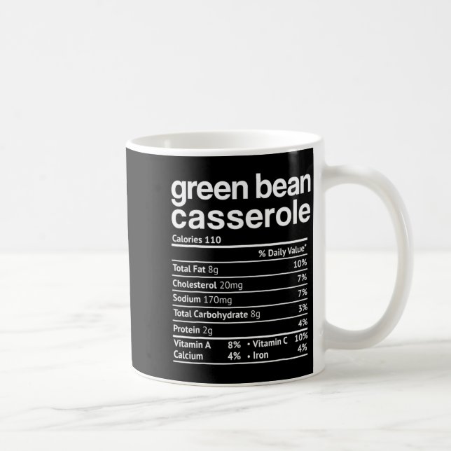 Caneca De Café Green Bean Cerole Nutrition Facts Funny Thanksg  (Direita)