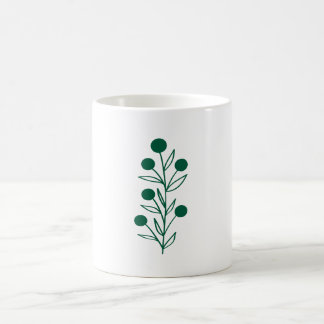 Caneca De Café Green Botanical Line Art