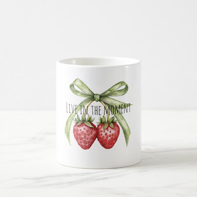 Caneca De Café Green Bow Red Strawberries Fruit (Centro)