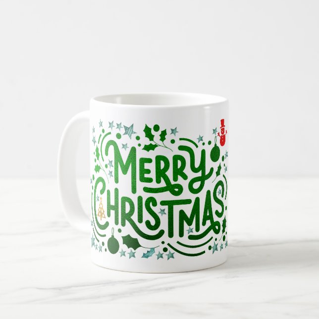 Caneca De Café Green Foils Merry Christmas Holiday