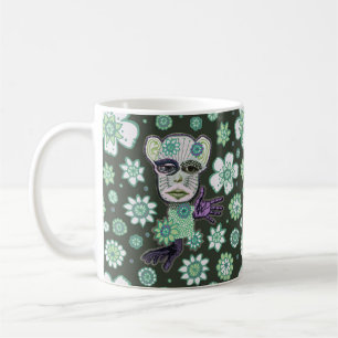 Caneca De Café Green Giant Drollery Floral por Natalie Schorr