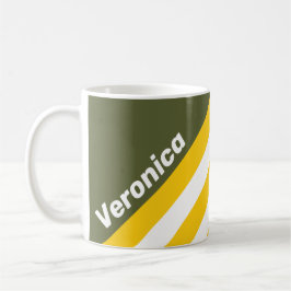 Caneca De Café Green Honey Nostalgic Stripes with Name