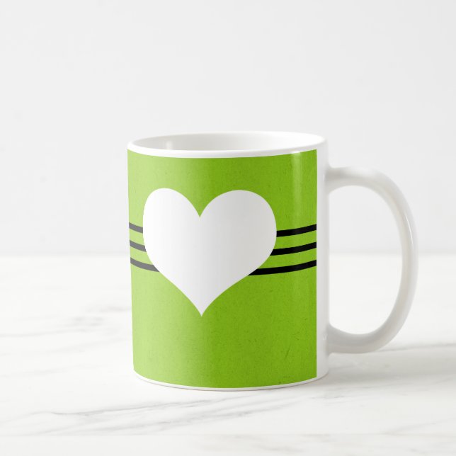 Caneca De Café Green Modern Heart Mug (Direita)