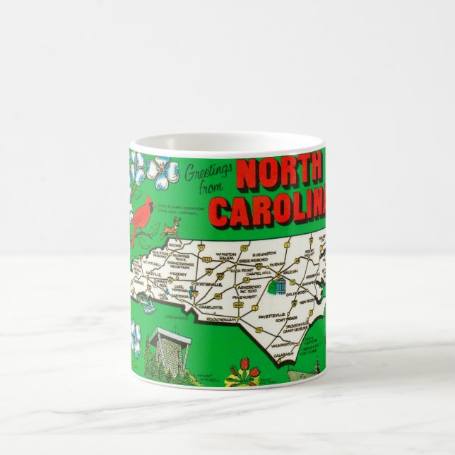 Caneca De Café Green North Carolina Map Mug (Centro)