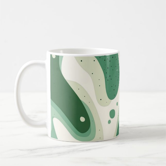 Caneca De Café Green Organic Abstract Shapes 🍃 (Esquerda)
