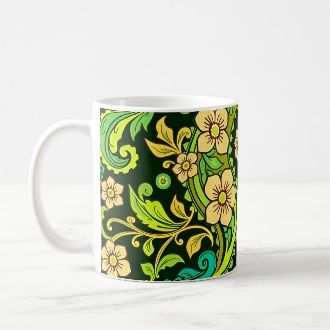 Caneca De Café Green Paisley Pattern (Esquerda)