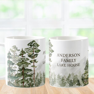 Caneca De Café Green Pine Forest Family Lake House Cabine