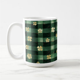 Caneca De Café Green Plaid Gold Shamrocks St. Patrick's Day  