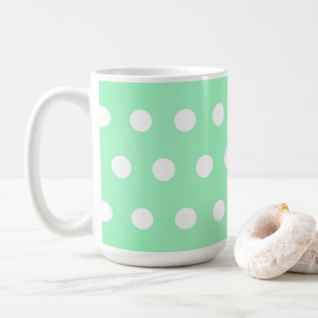 Caneca De Café Green Poka Dots (Com Donut)