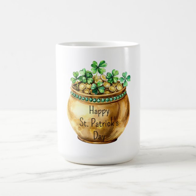 Caneca De Café Green Pot of Gold Shamrocks St. Patrick's Day   (Centro)