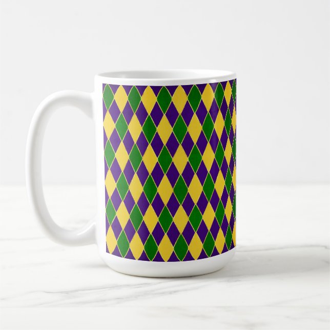 CANECA DE CAFÉ GREEN PURPLE AMARELO MARDI GRAS DIAMOND (Esquerda)